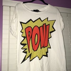 White Graphic “POW” T-Shirt